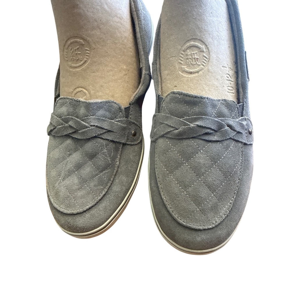 Grasshoppers Grey Suede Quilted Boat Shoes Loafers EH60518 Womens 9.5 W